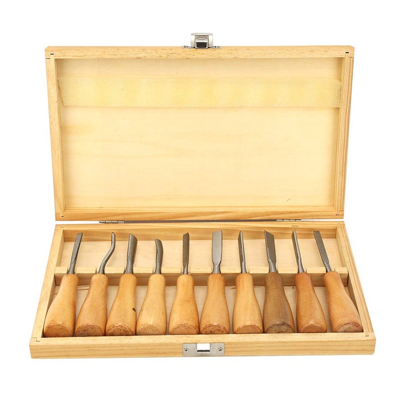Wood Carving Tools Set 10Pcs High Hardness Wood Handle Chisel Knife Kit Woodworking Hand Tool - Image 4