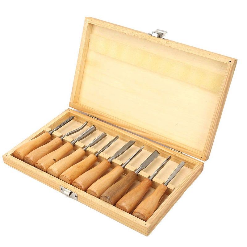Wood Carving Tools Set 10Pcs High Hardness Wood Handle Chisel Knife Kit Woodworking Hand Tool - Image 5