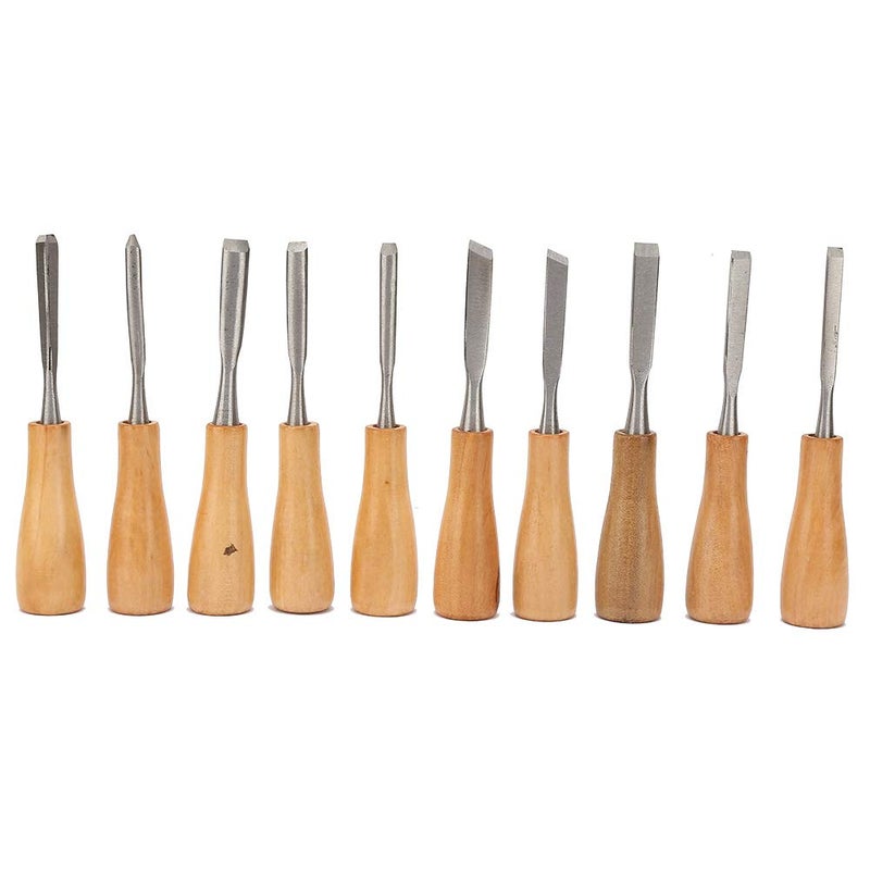 Wood Carving Tools Set 10Pcs High Hardness Wood Handle Chisel Knife Kit Woodworking Hand Tool - Image 1