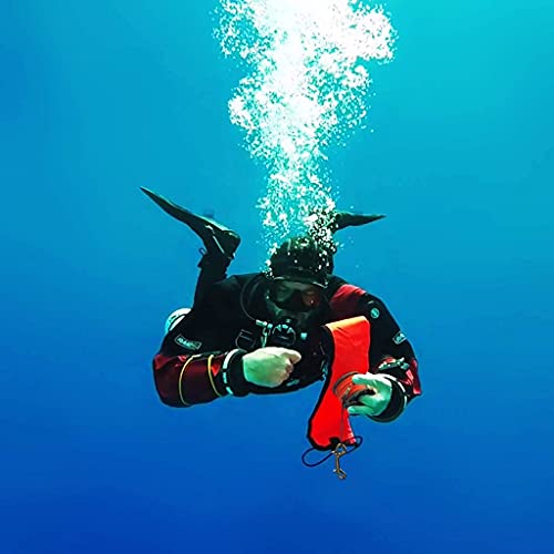 Seafard 5ft Red Scuba Diving Open Bottom Surface Marker Buoy (SMB) with 98ft Finger Spool Alloy Dive Reel and Double Ended Bolt Clip - Gray - Image 3