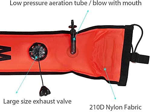 Seafard 5ft Red Scuba Diving Open Bottom Surface Marker Buoy (SMB) with 98ft Finger Spool Alloy Dive Reel and Double Ended Bolt Clip - Gray - Image 5