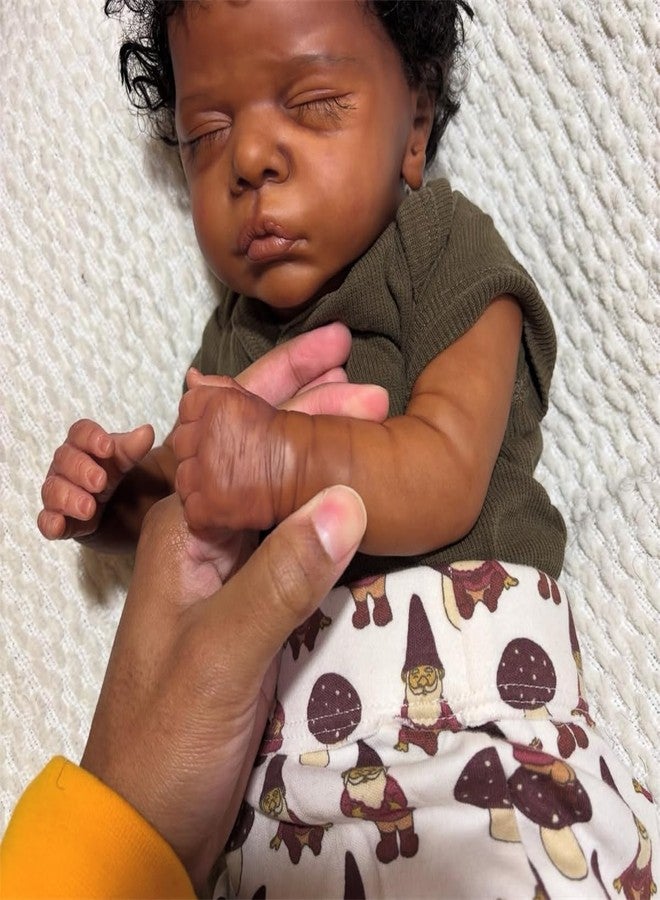 GYCV Reborn Baby Dolls Black Boy 19 Inch Soft Body Real Life Baby Dolls Curly Hair Realistic Newborn Black Lifelike African American Baby Doll Toy with Accessories Birthday Xmas Gift for Kids Age 3+ - Image 4