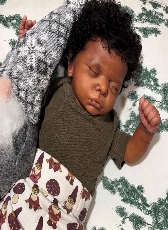 GYCV Reborn Baby Dolls Black Boy 19 Inch Soft Body Real Life Baby Dolls Curly Hair Realistic Newborn Black Lifelike African American Baby Doll Toy with Accessories Birthday Xmas Gift for Kids Age 3+ - Image 3