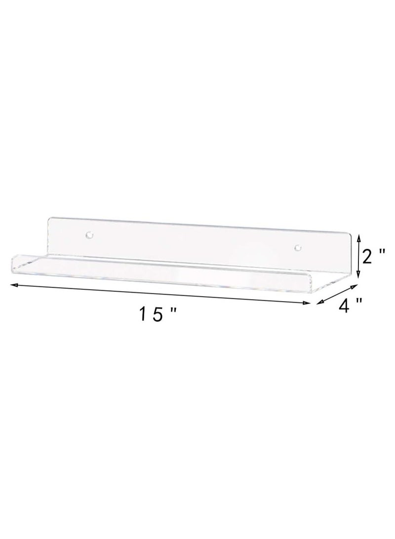 Weiai Clear Acrylic Shelf 15" Invisible Floating Wall Ledge Bookshelf, Kids Book Display Shelves Wall Mounted (15 Inch 3Pack) - Image 3
