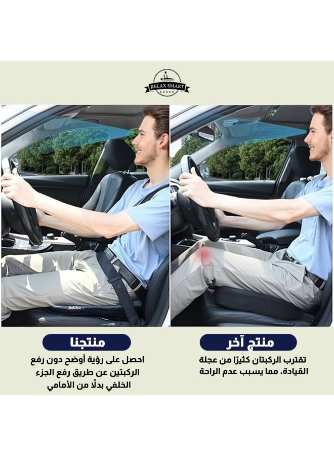 Relax Smart 4D Mesh Breathable Ergonomic Memory Foam Seat Cushion – Enhanced Car Driving Seat Pad for Comfort, Posture Support & Improved Vision, Black Orthopedic Chair Cushion for Office, Home & Travel - Image 4