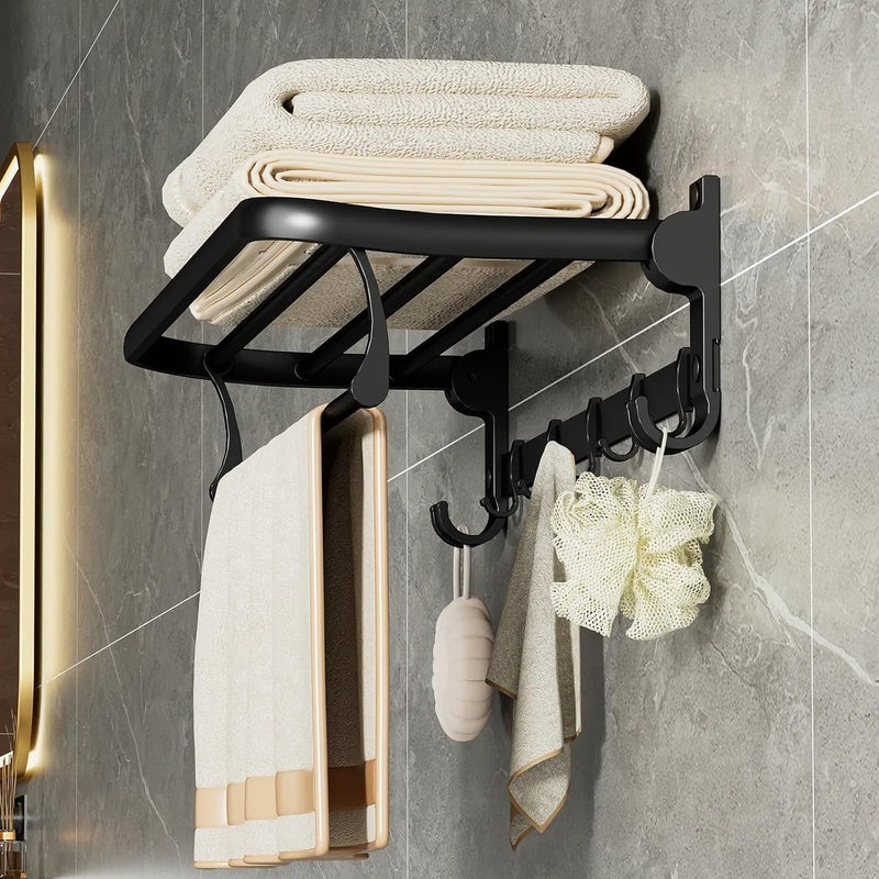 Luxury Bathroom Accessories Set - Customized and Shape (Folding Towel Bar, 304 Stainless Steel Wall Mounted Bathroom Shelves (Size:60cm Length) - Black) - Image 4