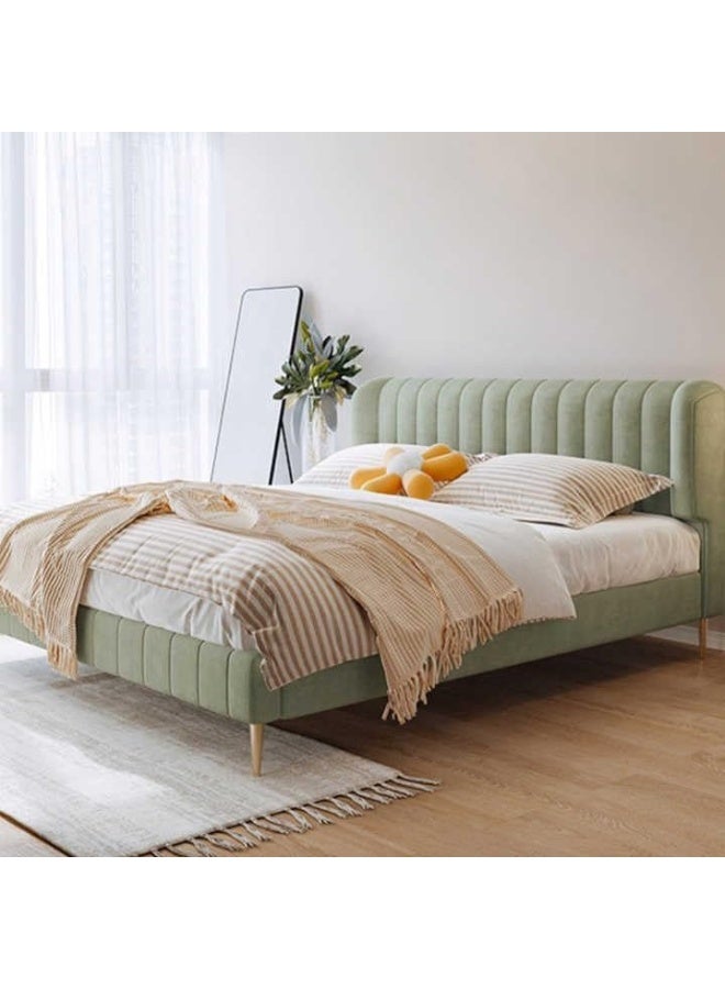 LUXURY LUXE LUXURY LUXE Velvet Modern Bed Frame Without Storage – Scandinavian Modern Minimalist Design, Premium Bedroom Furniture (Light Green, 200 x 200 cm (Without Mattress))  - Image 1
