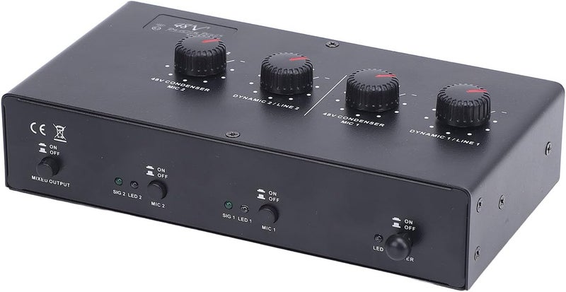 LiebeWH Microphone Amplifier, 48V Phantom Power Supply, 2 Channel Input Output for Condenser Mic, Dynamic Mic, Guitar, Lossless Amplification, Device Compatibility, BT Accompaniment, - Image 2