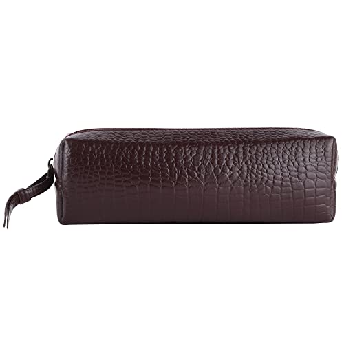 HAMMONDS FLYCATCHER Leather Utility Pouch - Multi-Use Genuine Leather Pencil Case, Cosmetic, Stationery, Coin & Makeup Brush Pouch for Women & Men - School & Office Organizer - Croc Redwood - Image 5
