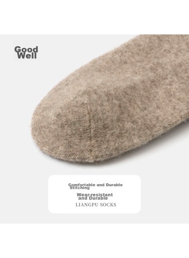 Liangpu Socks, 95% Wool Socks For Men, Autumn And Winter Thickened Terry Bottom Warm Socks, Natural Color Wool Mid-calf Socks - Image 5