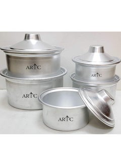 ARTC 10 Pieces Genuine Quality Aluminum Cookware Set - Silver (5Pcs Pot, 5Pcs Lid)  - Image 1