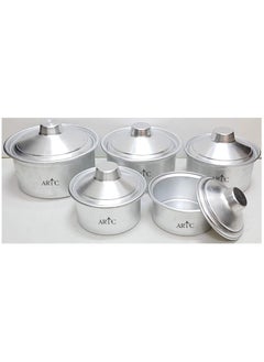 ARTC 10 Pieces Genuine Quality Aluminum Cookware Set - Silver (5Pcs Pot, 5Pcs Lid)  - Image 2