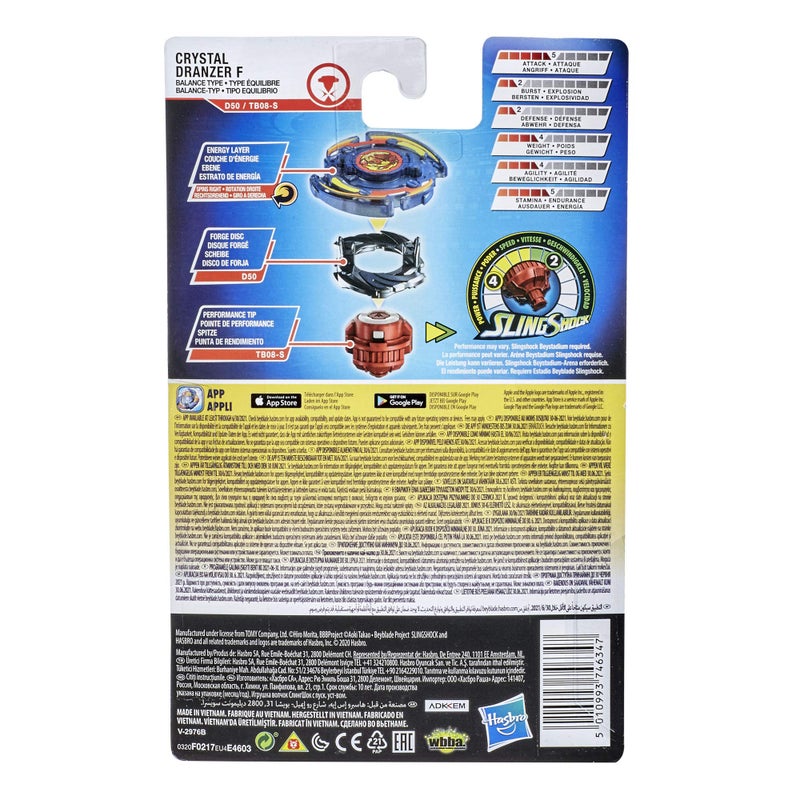 Beyblade Burst Rise Slingshock Crystal Dranzer F Starter Pack - Right-Spin Battling Top Toy and Right/Left-Spin Launcher, Ages 8 and Up - Image 4