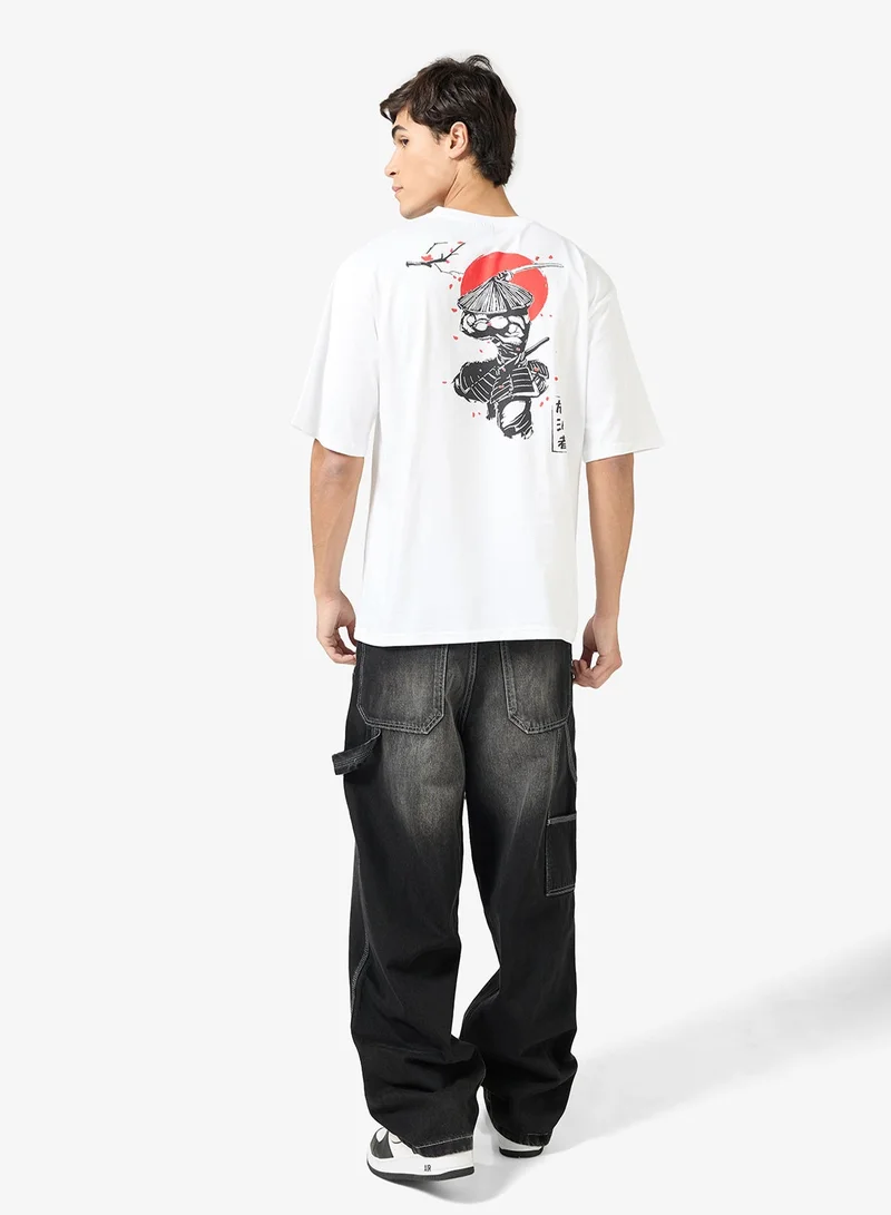 Seventy Five  Graphic Print Oversized T-Shirt for Men | Best Price UAE