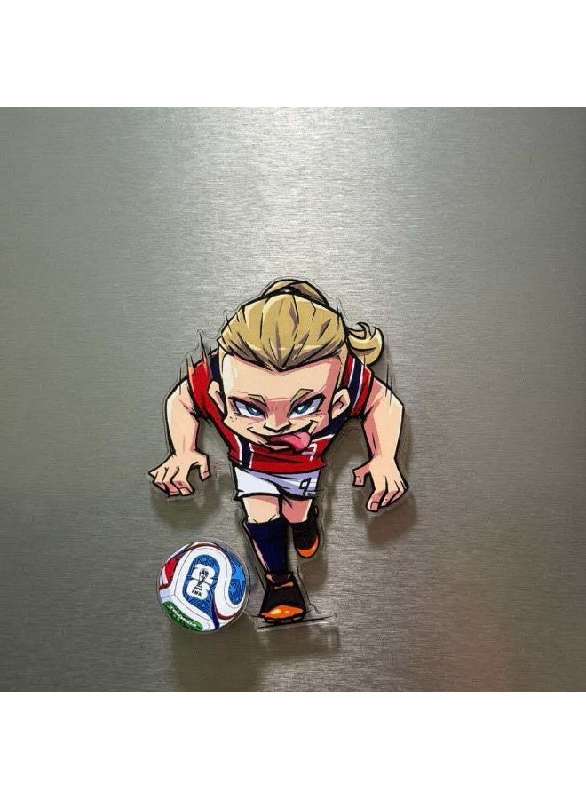 4Pcs Haaland Football Cartoon Fridge Magnets Set, Q Version Acrylic Soccer Star Refrigerator Stickers Fan Merchandise - Image 3