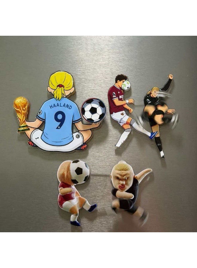 4Pcs Haaland Football Cartoon Fridge Magnets Set, Q Version Acrylic Soccer Star Refrigerator Stickers Fan Merchandise - Image 4