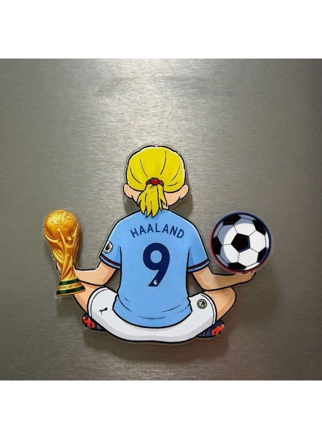 4Pcs Haaland Football Cartoon Fridge Magnets Set, Q Version Acrylic Soccer Star Refrigerator Stickers Fan Merchandise - Image 2
