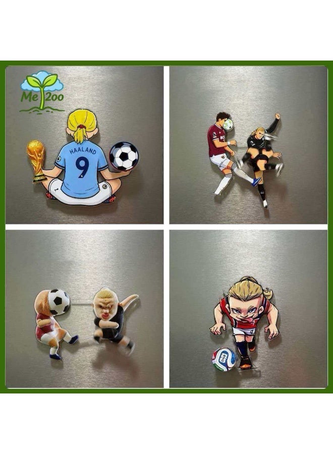 4Pcs Haaland Football Cartoon Fridge Magnets Set, Q Version Acrylic Soccer Star Refrigerator Stickers Fan Merchandise - Image 1