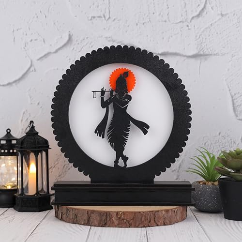 LASER ART Divine Krishna LED Backlit Lamp 8.25" MDF Wood & Acrylic Night Light With Power Adapter Spiritual Home Decor For Wall, Table, Gift Soothing Illumination For Peace & Harmony,Black - Image 4