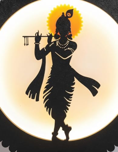 LASER ART Divine Krishna LED Backlit Lamp 8.25" MDF Wood & Acrylic Night Light With Power Adapter Spiritual Home Decor For Wall, Table, Gift Soothing Illumination For Peace & Harmony,Black - Image 2