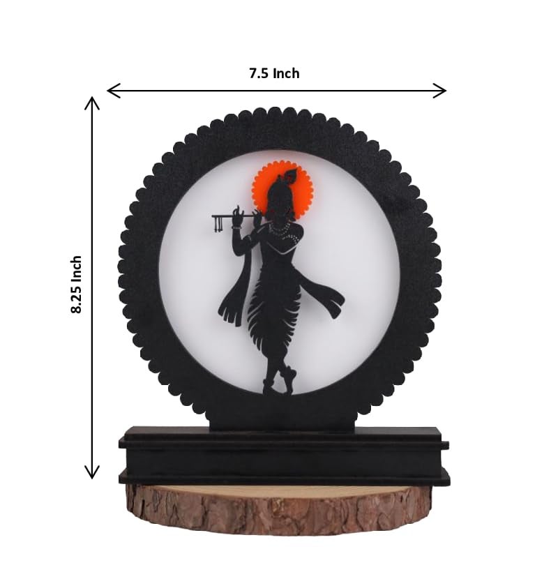 LASER ART Divine Krishna LED Backlit Lamp 8.25" MDF Wood & Acrylic Night Light With Power Adapter Spiritual Home Decor For Wall, Table, Gift Soothing Illumination For Peace & Harmony,Black - Image 5
