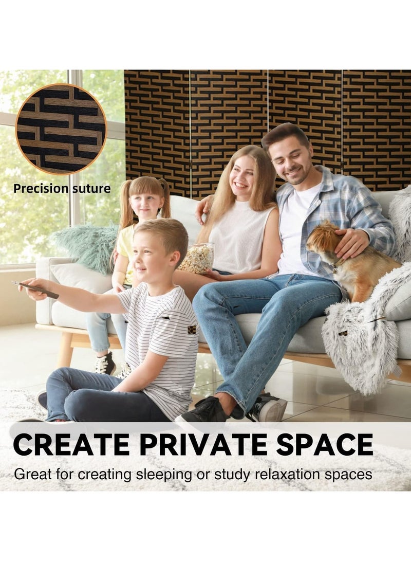 ديكور هيلز فاصل غرفة خشبي من Decorhills مكون من 4 ألواح خشبية منسوجة قابلة للطي والحمل، مثالي للمنزل والمكتب والمطاعم (بني*أسود) - Image 3