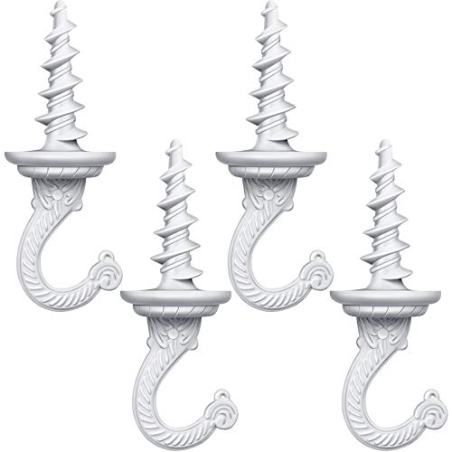 Ripeng Swag Ceiling Hooks Wall Hook Heavy Duty Swag Hook Indoor Outdoor for Hanging Plants Chandelier White4 Pieces