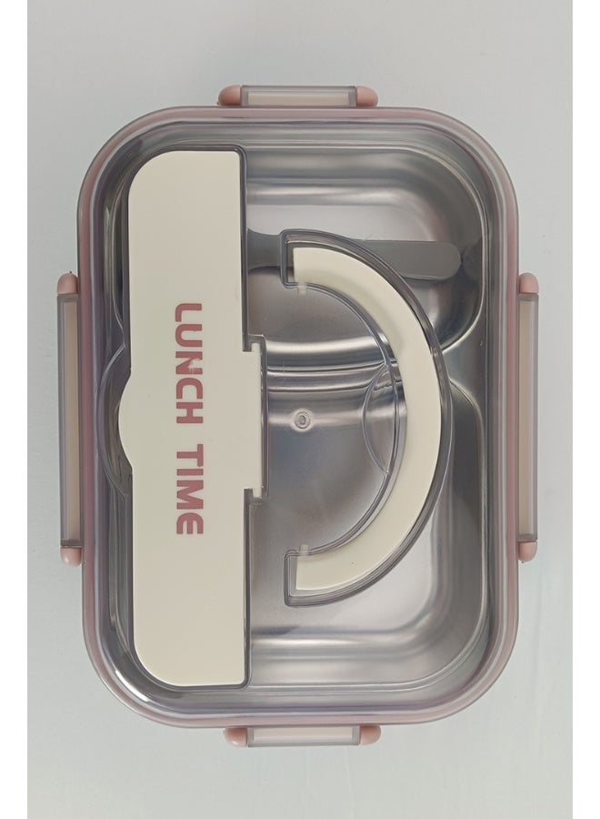 Toshionics صندوق غداء من الفولاذ المقاوم للصدأ ذو قسمين مع ملعقة، صينية قابلة للإزالة، تخزين أدوات مائدة مخفي، غطاء خالي من BPA – 1.6 لتر، للمدرسة، المكتب، السفر، الصالة الرياضية - Image 4