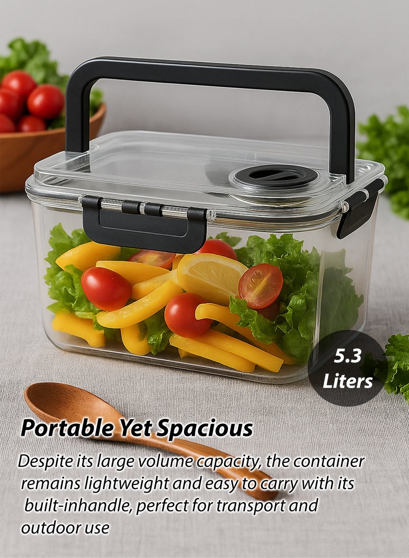 توشيونيكس علبة تخزين طعام محكمة الإغلاق سعة 5.3 لتر مع مؤشر تاريخ - T114608 | علبة غداء بلاستيكية خالية من مادة BPA مع مقبض | علبة مانعة للتسرب لحفظ الطعام طازجًا، مثالية لتحضير الوجبات، وبقايا الطعام، والاستخدام في الثلاجة والفريزر - Image 2