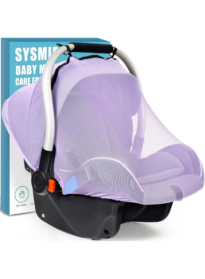 Sysmie Mosquito Net for Baby Car Seats, Infant Car Seat Insect Mesh Net, Breathable, Universal Fit for All Car Seats, Premium Quality: Machine Washable Durable & Long Lasting Infant Insect Netting (Purple) - Image 1