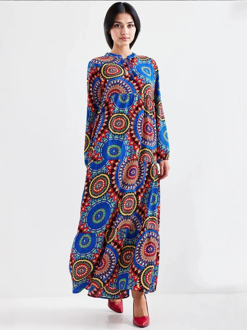 BIG DART BDART Maxi Dress with Bow Tie Collar