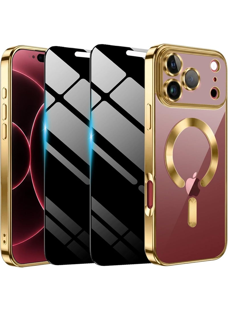 بورتوني جراب شفاف لهاتف iPhone 18 Pro Max مع واقٍ للشاشة من الزجاج المقسى (عدد 2) للحفاظ على الخصوصية، متوافق مع تقنية MagSafe؛ يتميز بأنه مقاوم للاصفرار والخدش والصدمات، ومصمم خصيصاً لهاتف iPhone 18 Pro Max (مقاس 6.9 بوصة). - Image 1