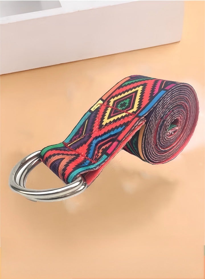 Generic Printed Cotton Yoga Stretching Strap-6 Feet,Skade Resistance Bands Fitness Band Yoga Belt Leg Stretcher, Stretch Band Polyester Cotton, For Yoga, Fitness, Pilates  - Image 2