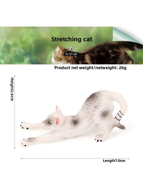 Children's Simulation Animal Model Pet Cat Black And White Cat Persian Cat Siamese Cat Yin And Yang Eye Cat Cognitive Toy Ornaments-Color:PL127-291 Stretch Cat