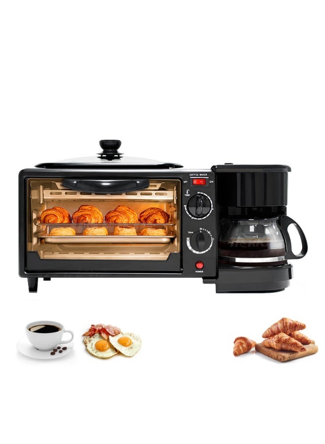 SILVER CREST Three in one breakfast machine, portable breakfast machine with coffee machine and non stick frying pan, toaster with 30 minute timer, and multifunctional breakfast utensils. It is an ideal choice for apartments and compact kitchens. - Image 1