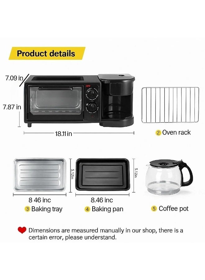 SILVER CREST Three in one breakfast machine, portable breakfast machine with coffee machine and non stick frying pan, toaster with 30 minute timer, and multifunctional breakfast utensils. It is an ideal choice for apartments and compact kitchens. - Image 2