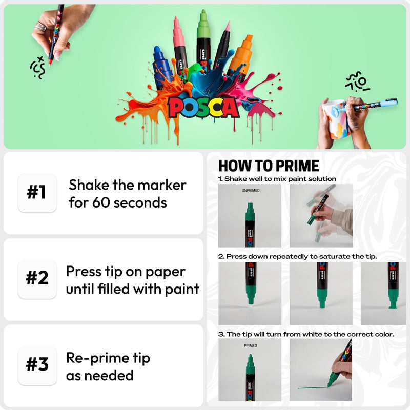 posca Authentic Marker Set, 8 Professional Grade Markers with 8K Broad Chisel Tips - Image 5