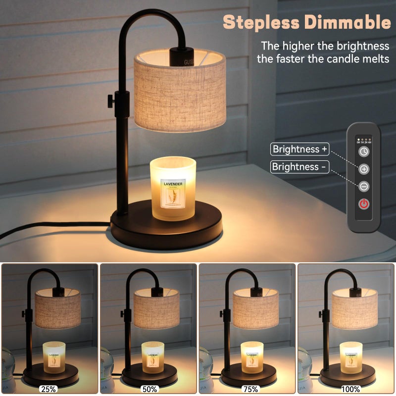 FINCMY Candle Warmer Lamp with Timer, Dimmable Candle Wax Warmer Candle Lamp Warmer with 2 Bulbs, House Warming Gifts Birthday Gifts for Women Bedroom Home Decor (Linen-Upgraded) - Image 3