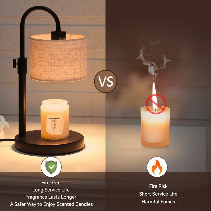 FINCMY Candle Warmer Lamp with Timer, Dimmable Candle Wax Warmer Candle Lamp Warmer with 2 Bulbs, House Warming Gifts Birthday Gifts for Women Bedroom Home Decor (Linen-Upgraded) - Image 4