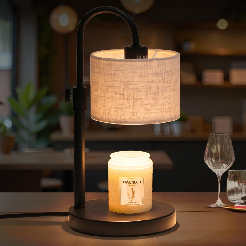 FINCMY Candle Warmer Lamp with Timer, Dimmable Candle Wax Warmer Candle Lamp Warmer with 2 Bulbs, House Warming Gifts Birthday Gifts for Women Bedroom Home Decor (Linen-Upgraded) - Image 1