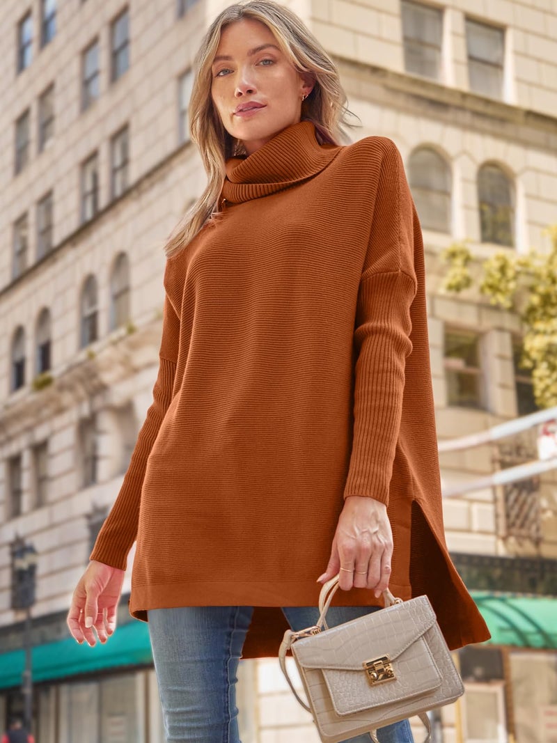 LILLUSORY Oversized Turtleneck Pullover Sweater Women 2025 Long Tunic Cozy Winter Trendy Plus Size Poncho Cowl Neck Cute Casual Early Fall Fashion Must Have Work Old Money Clothes Outfit Clothing - Image 5