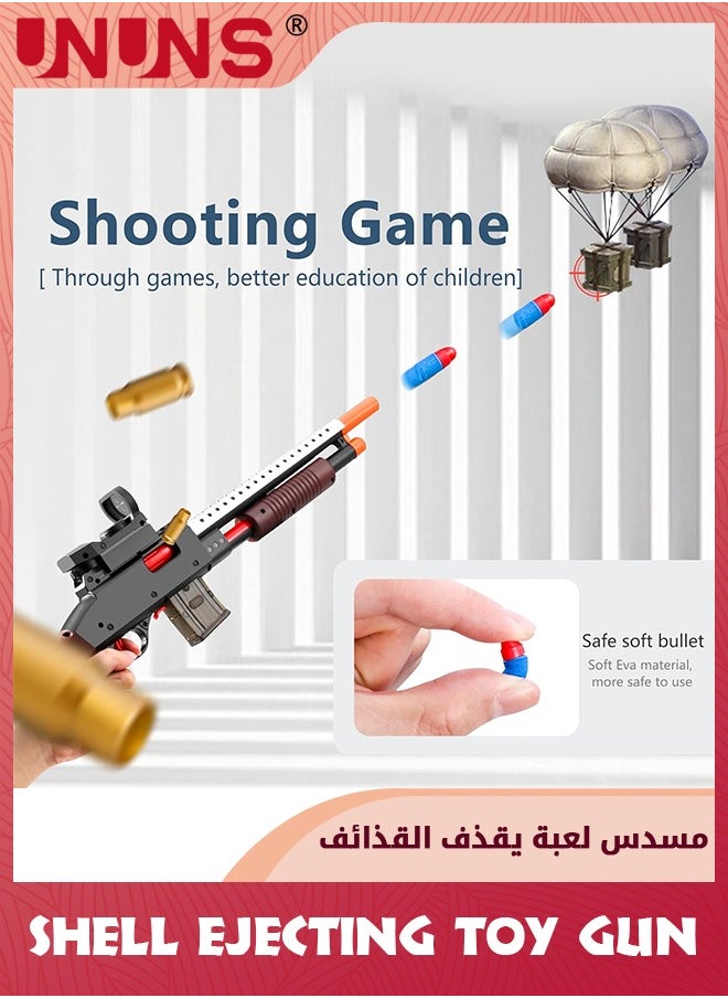UNUNS - مسدسات رغوة لعبة، مسدس كرات رصاص ناعم يقذف القذائف، بندقية قنص حقيقية بمظهر رصاص ناعم مع لعبة إطلاق رصاص السهام، هدايا للأولاد والبنات من سن 6 إلى 14 عامًا، أطفال ومراهقين وكبار، أسود طويل شوجون - Image 1