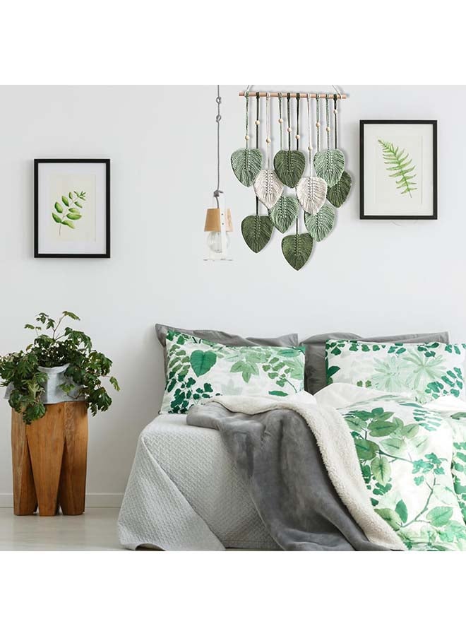 Antikiano Macrame feather Wall Hanging Boho Leaves Macrame Tapestry Wall Decor Handmade 40 × 80  green - Image 4
