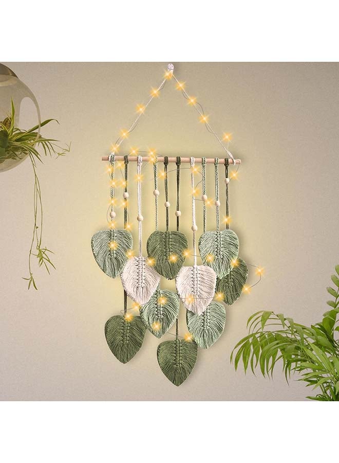 Antikiano Macrame feather Wall Hanging Boho Leaves Macrame Tapestry Wall Decor Handmade 40 × 80  green - Image 1