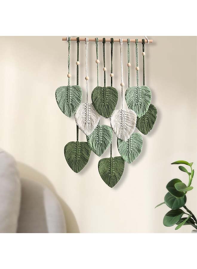 Antikiano Macrame feather Wall Hanging Boho Leaves Macrame Tapestry Wall Decor Handmade 40 × 80  green - Image 3