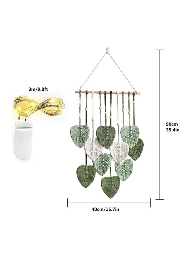 Antikiano Macrame feather Wall Hanging Boho Leaves Macrame Tapestry Wall Decor Handmade 40 × 80  green - Image 2