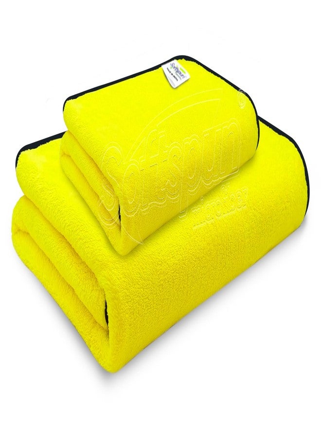 SOFTSPUN Microfiber Wipes Large Baby Towel 2 pc Yellow! Ultra Absorbent Super Soft & Comfortable Quick Drying for Men & Women Daily Use Extra Large Size Unisex.… - Image 1