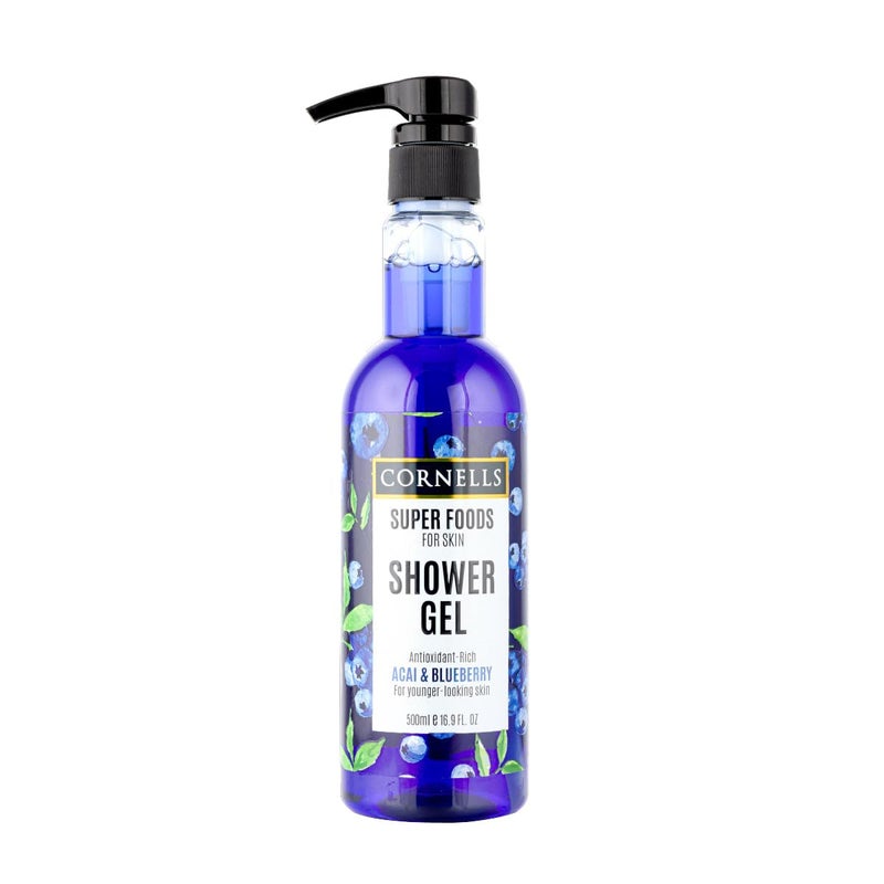Cornells Wellness Super Foods For Body Care Acai & Blueberry Shower Gel 500ml, Antioxidant Rich Body Wash, Refreshing & Instant Moisturizing Formula, Long Lasting Scent, For All Skin Types - Image 1