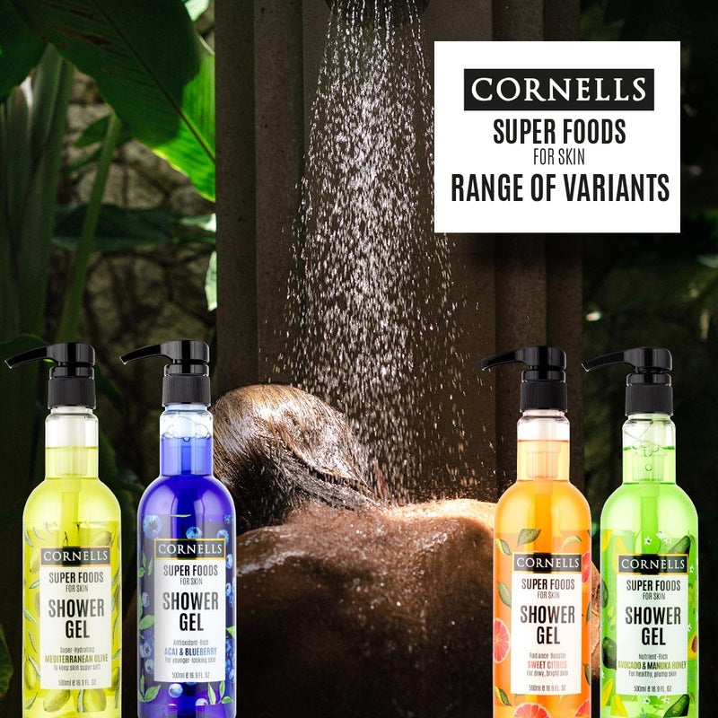 Cornells Wellness Super Foods For Body Care Acai & Blueberry Shower Gel 500ml, Antioxidant Rich Body Wash, Refreshing & Instant Moisturizing Formula, Long Lasting Scent, For All Skin Types - Image 3