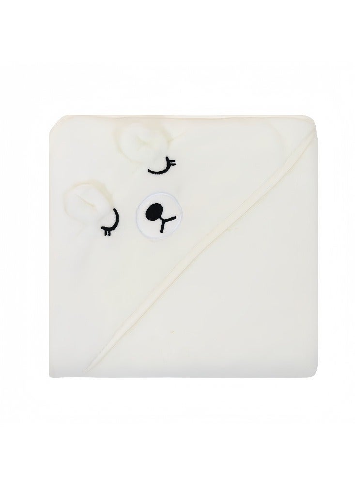 طيب نور منشفة استحمام اطفال بغطاء - مقاس ٨٠x٨٠ سم من القطن العضوي - ناعمة فائقة الامتصاص لحديثي الولادة والرضع - بتصميم دب أبيض - Image 2